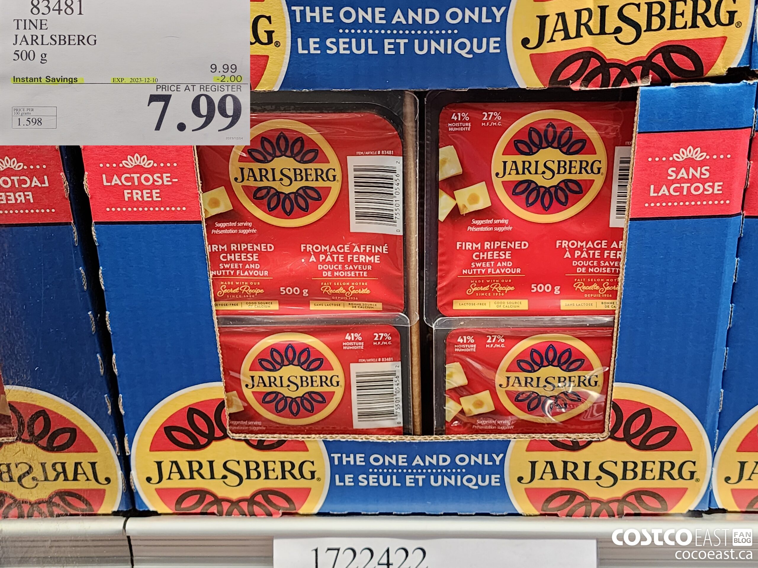 83481 TINE JARLSBERG 500G ($2.00 INSTANT SAVINGS EXPIRES ON 2023-12-10) $7.99