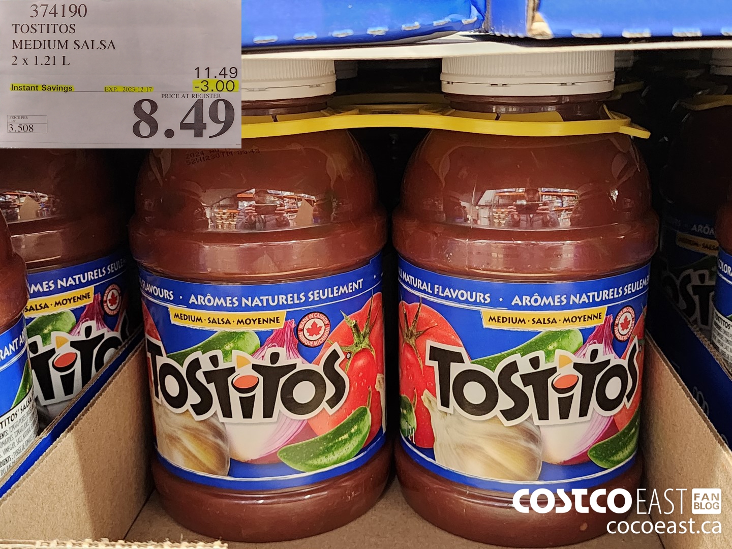 374190 TOSTITOS MEDIUM SALSA 2 X 1.21 L ($3.00 INSTANT SAVINGS EXPIRES ON 2023-12-17) $8.49