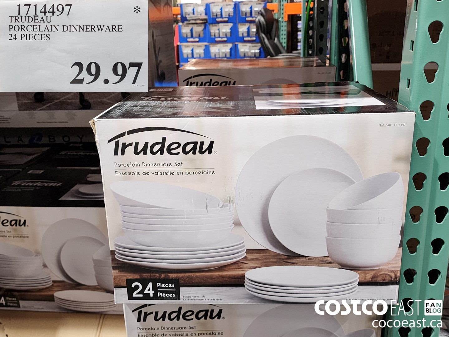 1714497 TRUDEAU PORCELAIN DINNERWARE 24 PIECES $29.97
