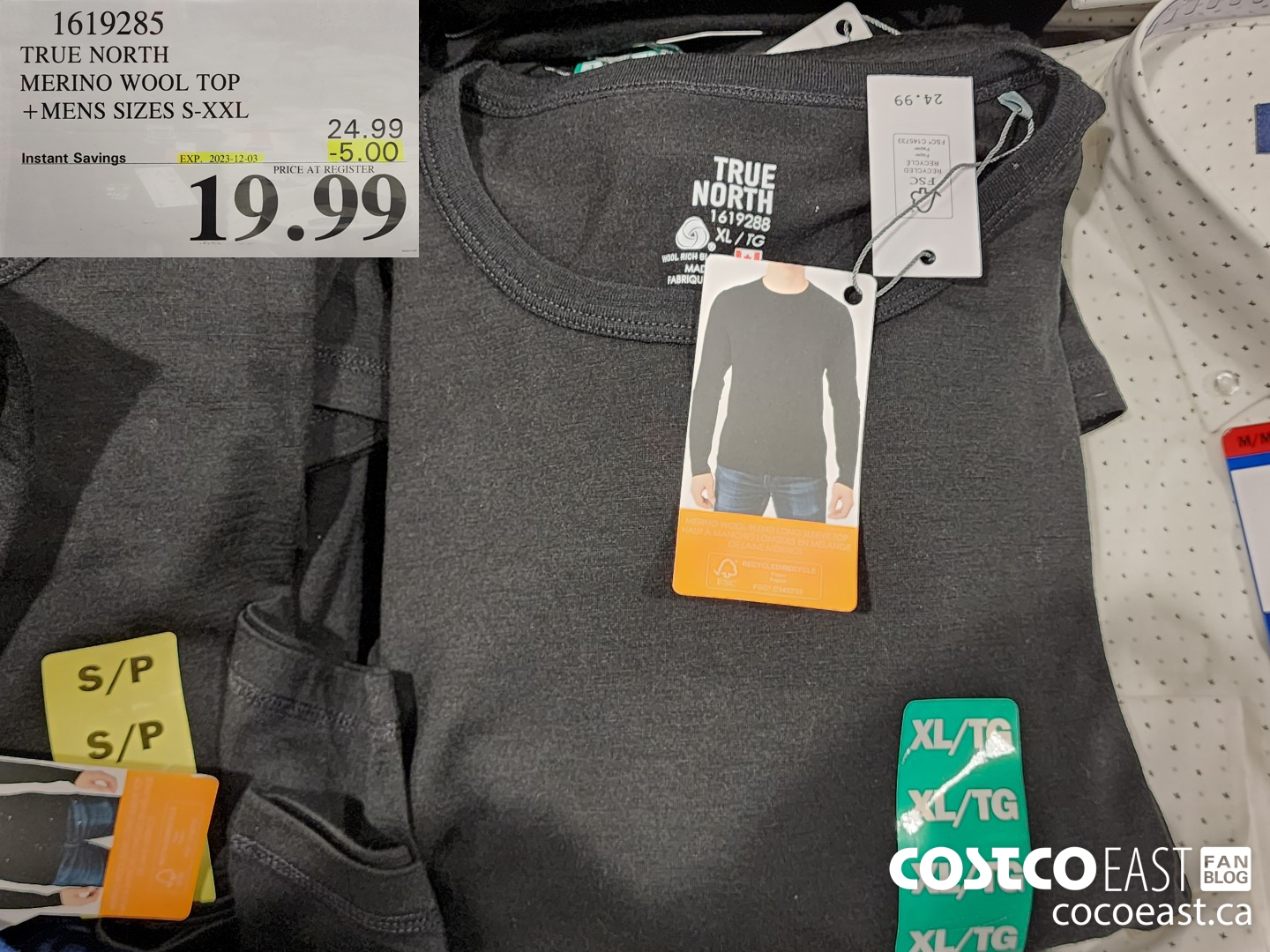 1619285 TRUE NORTH MERINO WOOL TOP + MENS SIZES S-XXL ($5.00 INSTANT SAVINGS EXPIRES ON 2023-12-03) $19.99