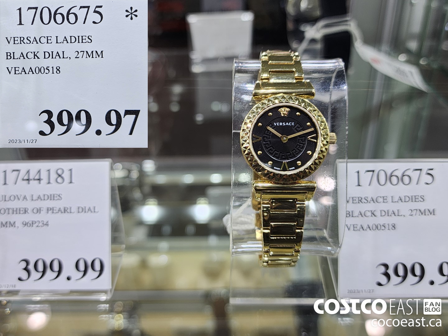 1706675 VERSACE LADIES BLACK DIAL, 27MM VEAA00518 $399.97