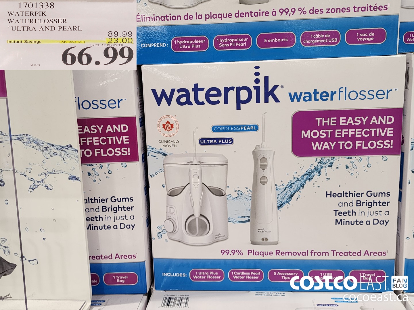 1701338 WATERPIK WATERFLOSSER ULTRA AND PEARL ($23.00 INSTANT SAVINGS EXPIRES ON 2023-12-31) $66.99