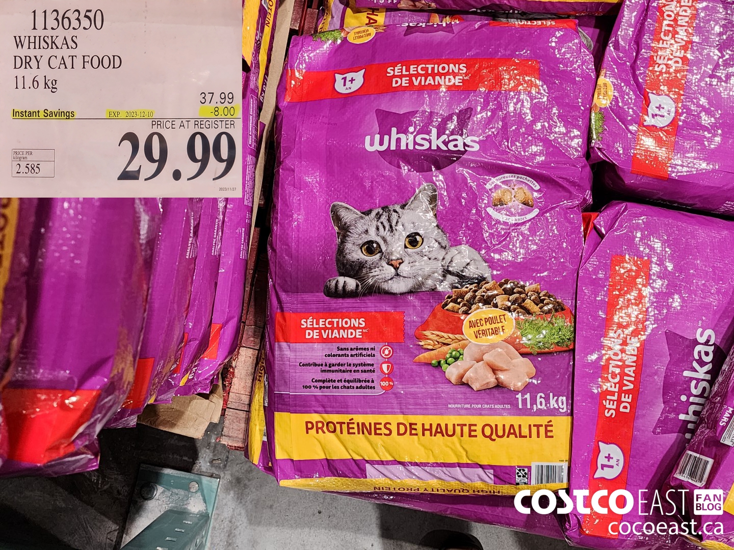 1136350 WHISKAS DRY CAT FOOD 11.6 kg ($8.00 INSTANT SAVINGS EXPIRES ON 2023-12-10) $29.99