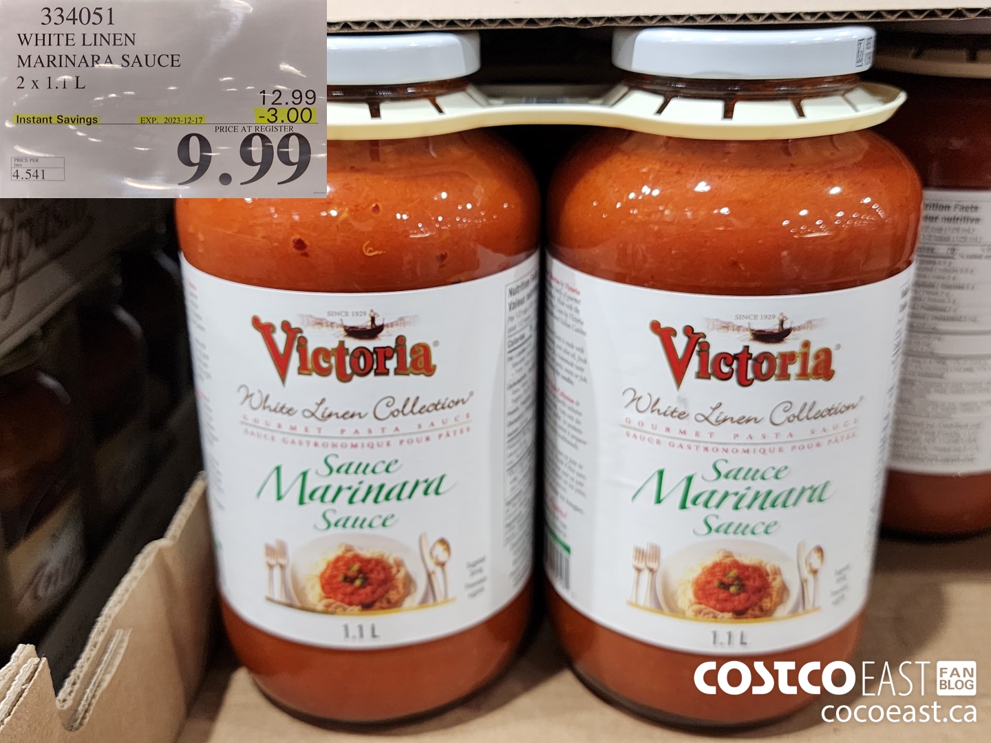 334051 WHITE LINEN MARINARA SAUCE 2 X 1.1L ($3.00 INSTANT SAVINGS EXPIRES ON 2023-12-17) $9.99