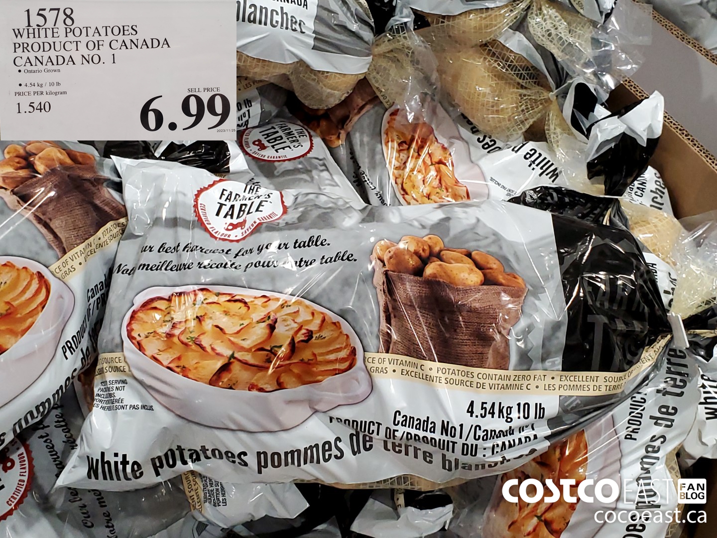 1578 WHITE POTATOES PRODUCT OF CANADA CANADA NO. 1 $6.99