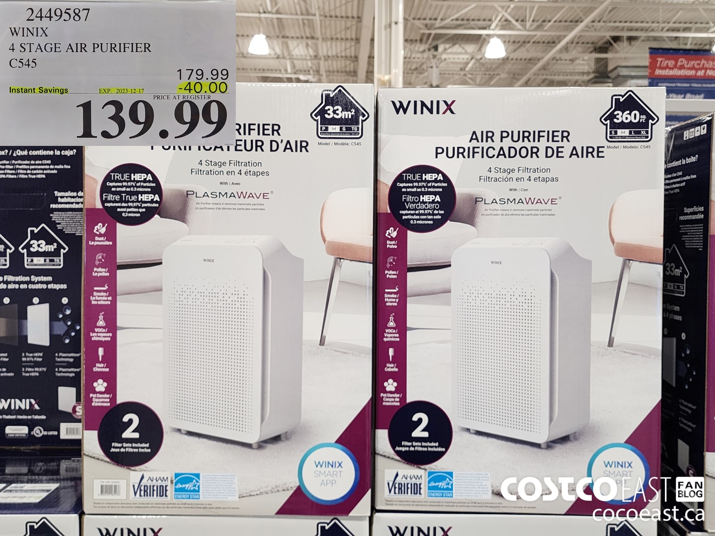 2449587 WINIX 4 STAGE AIR PURIFIER C545 ($40.00 INSTANT SAVINGS EXPIRES ON 2023-12-17) $139.99