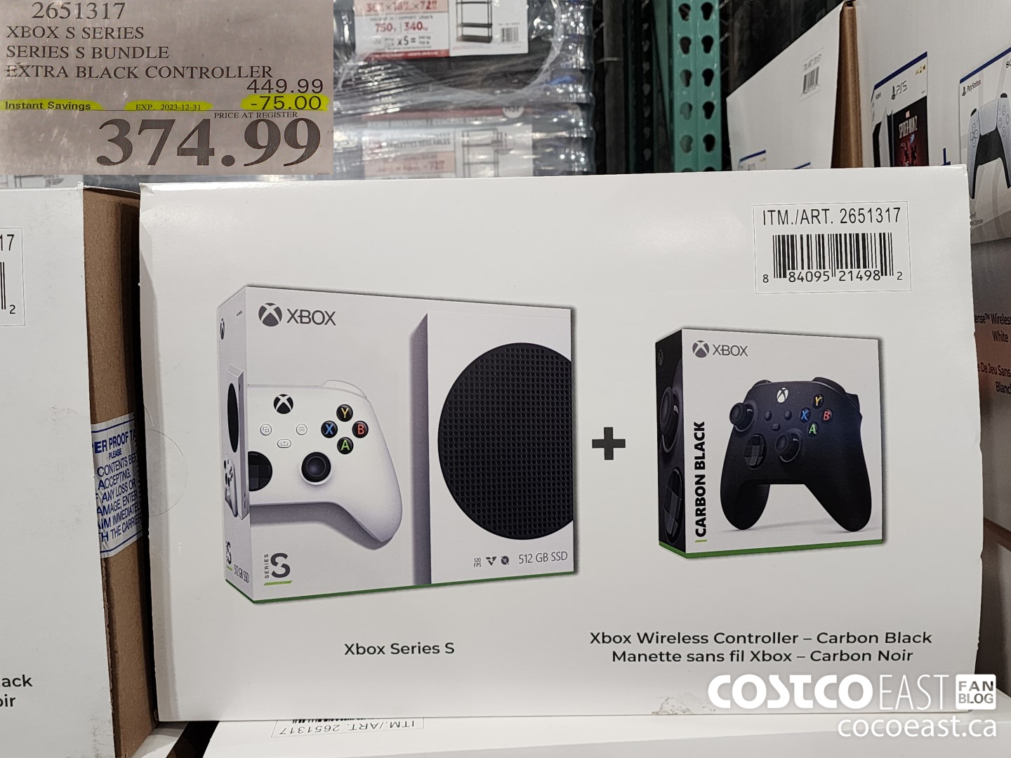 2651317 XBOX S SERIES SERIES S BUNDLE EXTRA BLACK CONTROLLER ($75.00 INSTANT SAVINGS EXPIRES ON 2023-12-31) $374.99