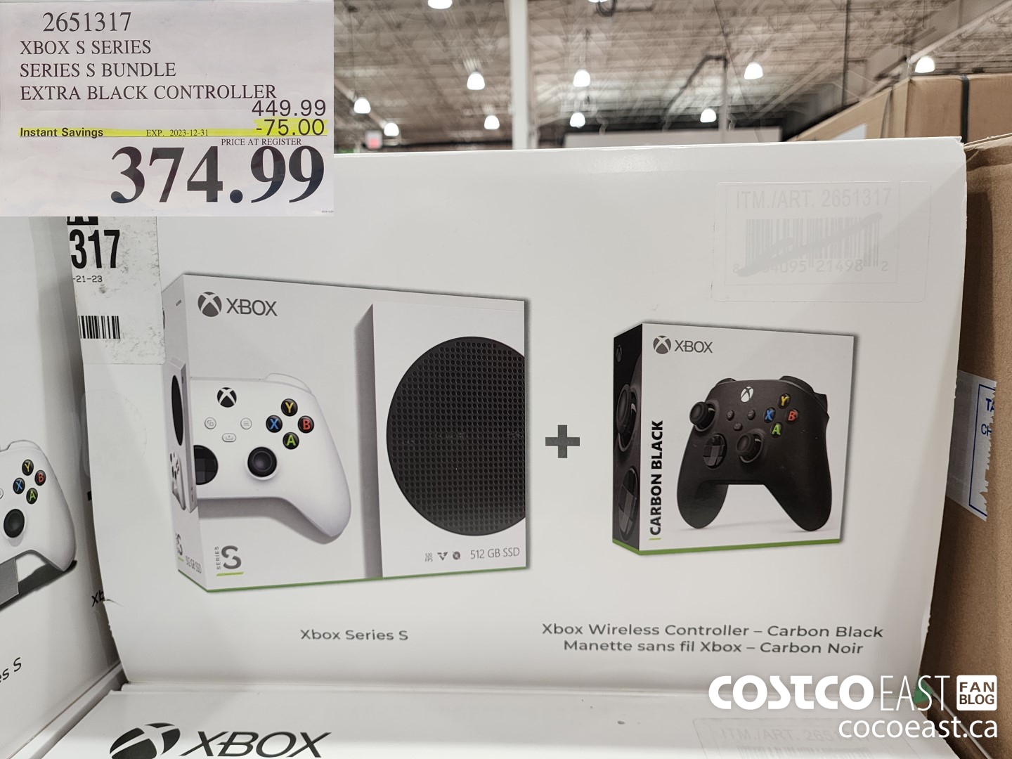 2651317 XBOX S SERIES SERIES S BUNDLE EXTRA BLACK CONTROLLER ($75.00 INSTANT SAVINGS EXPIRES ON 2023-12-31) $374.99