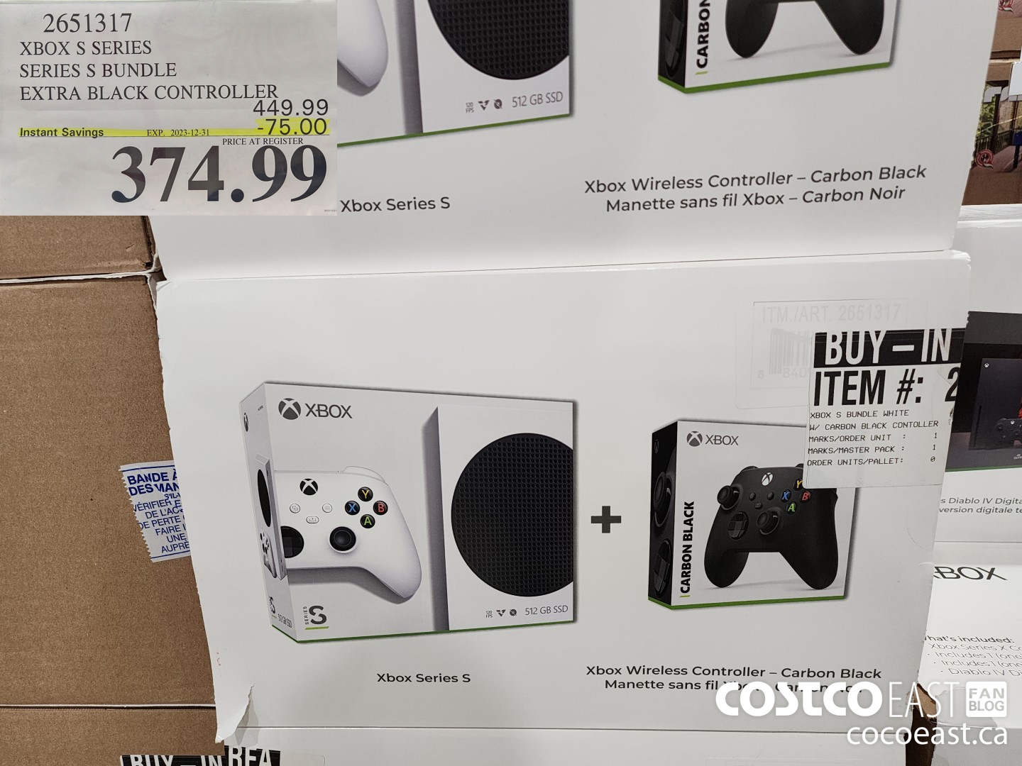 2651317 XBOX S SERIES SERIES S BUNDLE EXTRA BLACK CONTROLLER ($75.00 INSTANT SAVINGS EXPIRES ON 2023-12-31) $374.99