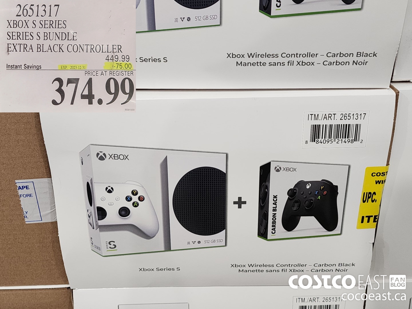 2651317 XBOX S SERIES SERIES S BUNDLE EXTRA BLACK CONTROLLER ($75.00 INSTANT SAVINGS EXPIRES ON 2023-12-31) $374.99