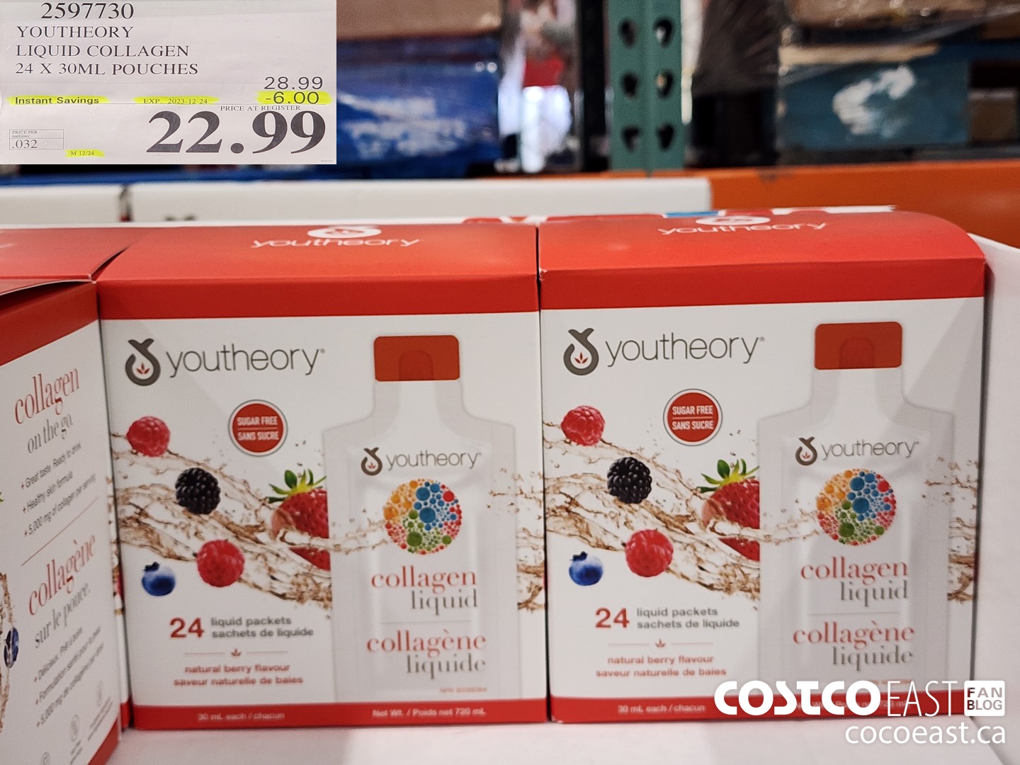 2597730 YOUTHEORY LIQUID COLLAGEN 24 X 30ML POUCHES ($6.00 INSTANT SAVINGS EXPIRES ON 2023-12-24) $22.99