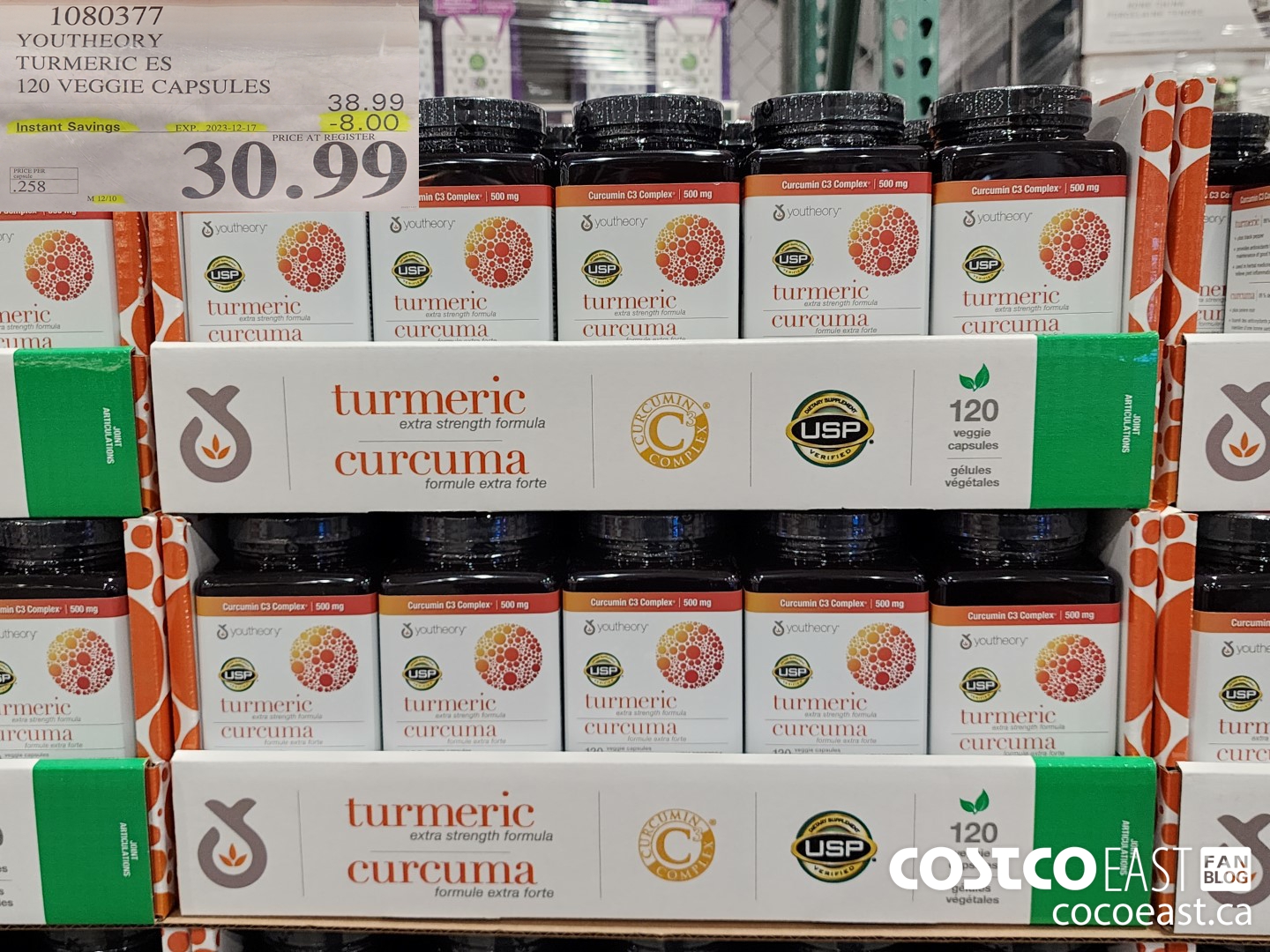 1080377 YOUTHEORY TUMERIC ES 120 VEGGIE CAPSULES ($8.00 INSTANT SAVINGS EXPIRES ON 2023-12-17) $30.99