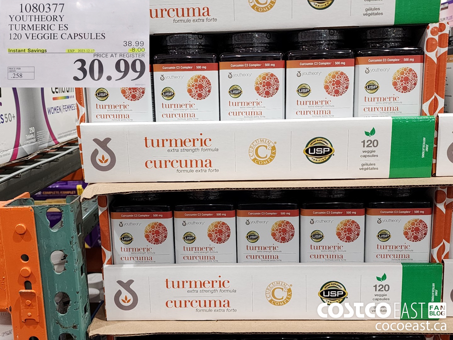 1080377 YOUTHEORY TUMERIC ES 120 VEGGIE CAPSULES ($8.00 INSTANT SAVINGS EXPIRES ON 2023-12-17) $30.99