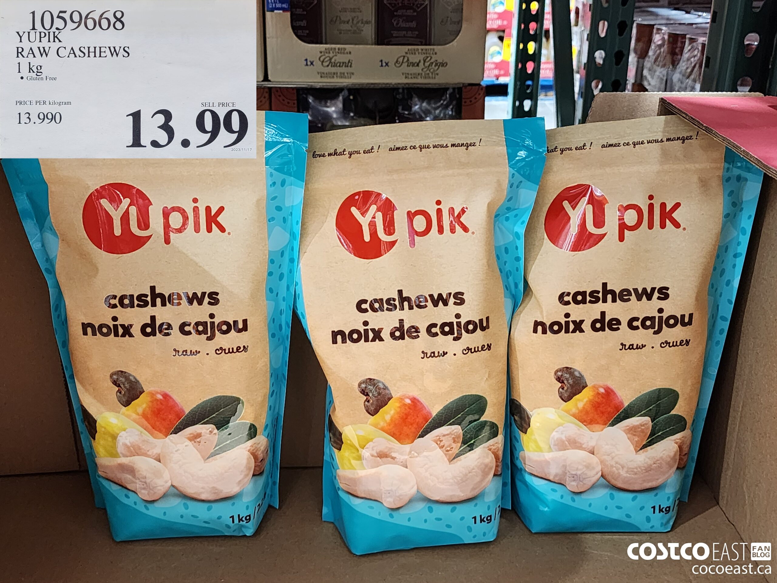1059668 YUPIK RAW CASHEWS 1 KG $13.99