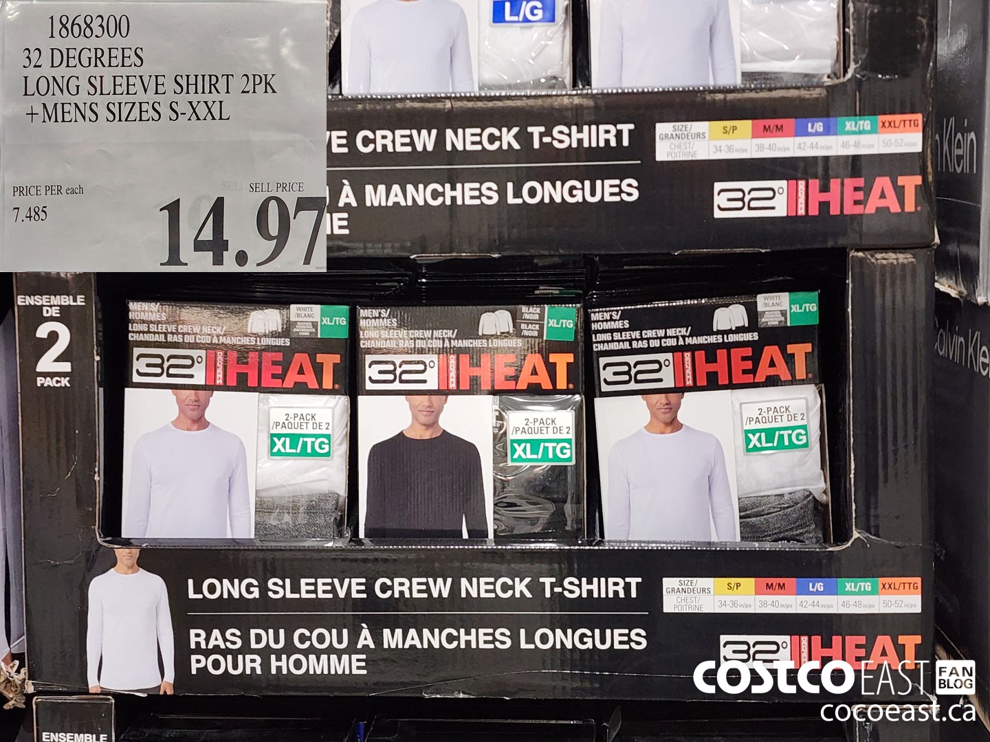 1868300 32 DEGREES LONG SLEEVE SHIRT 2PK +MENS SIZES S-XAL $14.97