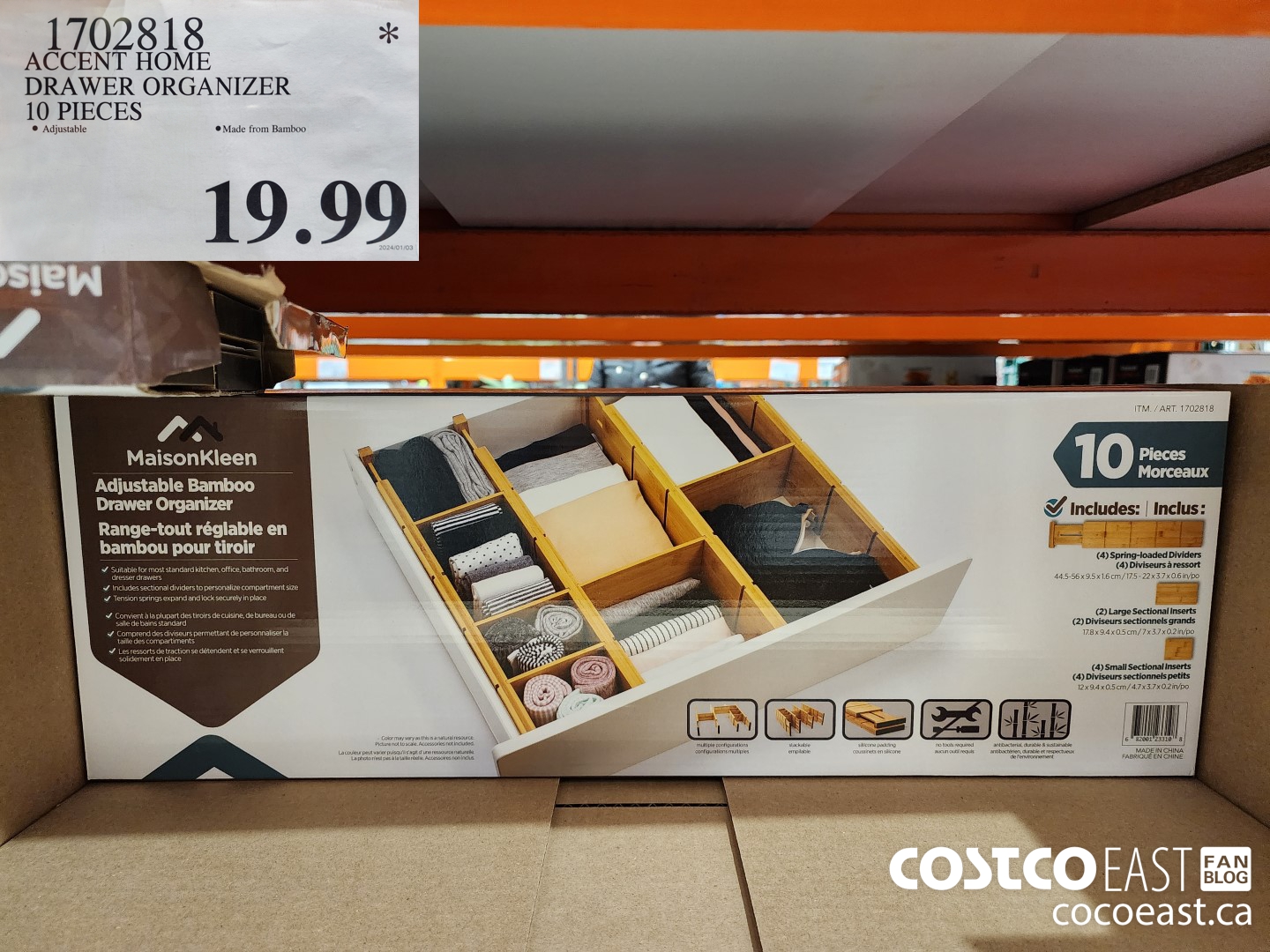 1702818 ACCENT HOME DRAWER ORGANIZER 10 PIECES $19.99