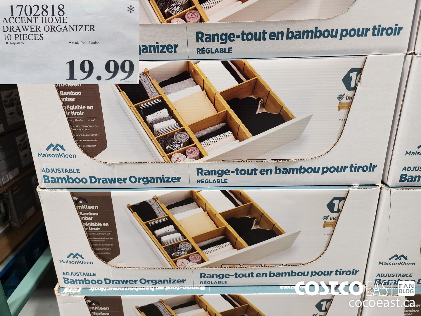 1702818 ACCENT HOME DRAWER ORGANIZER 10 PIECES $19.99