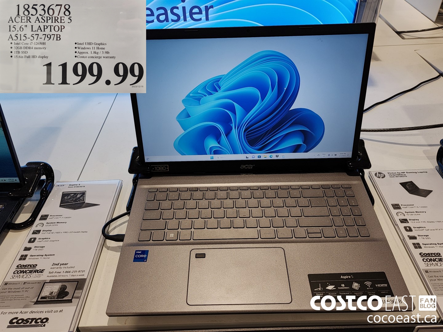 1853678 ACER ASPIRE 5 15.6IN LAPTOP COMPUTER A515-57-797B $1199.99