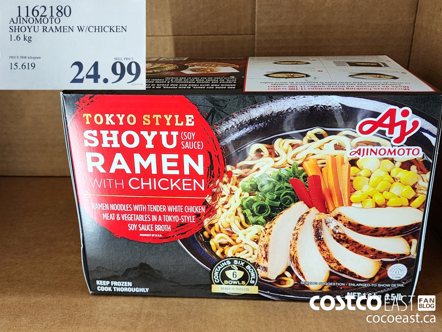 1162180 AJINOMOTO SHOYU RAMEN W/CHICKEN 1.6 kg $24.99