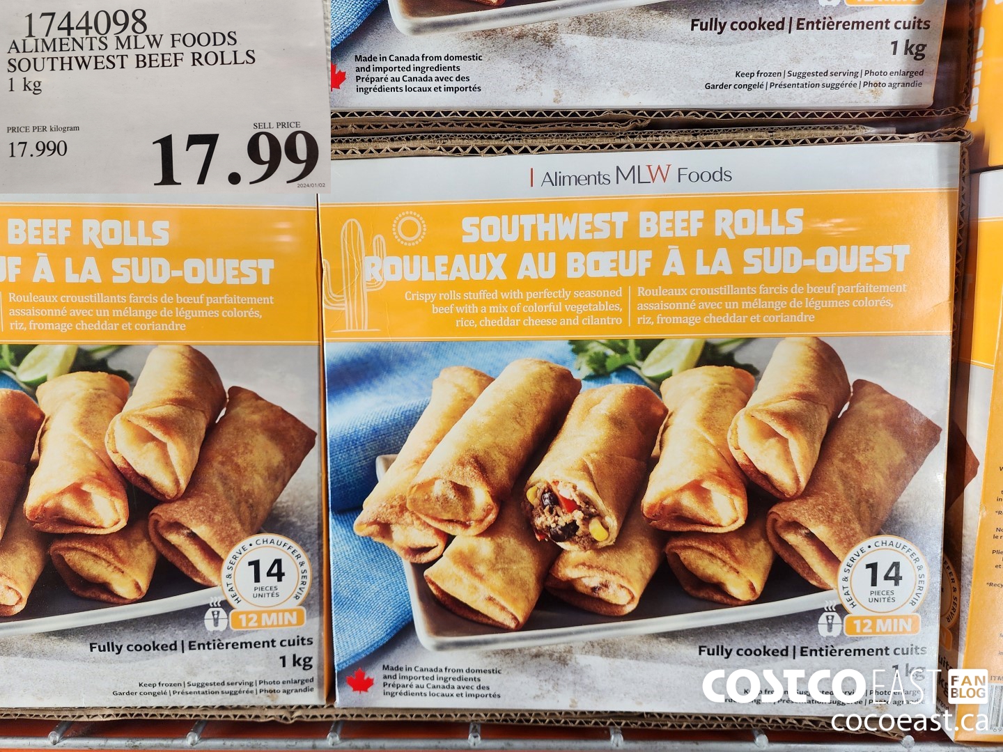 1744098 ALIMENTS MLW FOODS SOUTHWEST BEEF ROLLS 1 KG $17.99