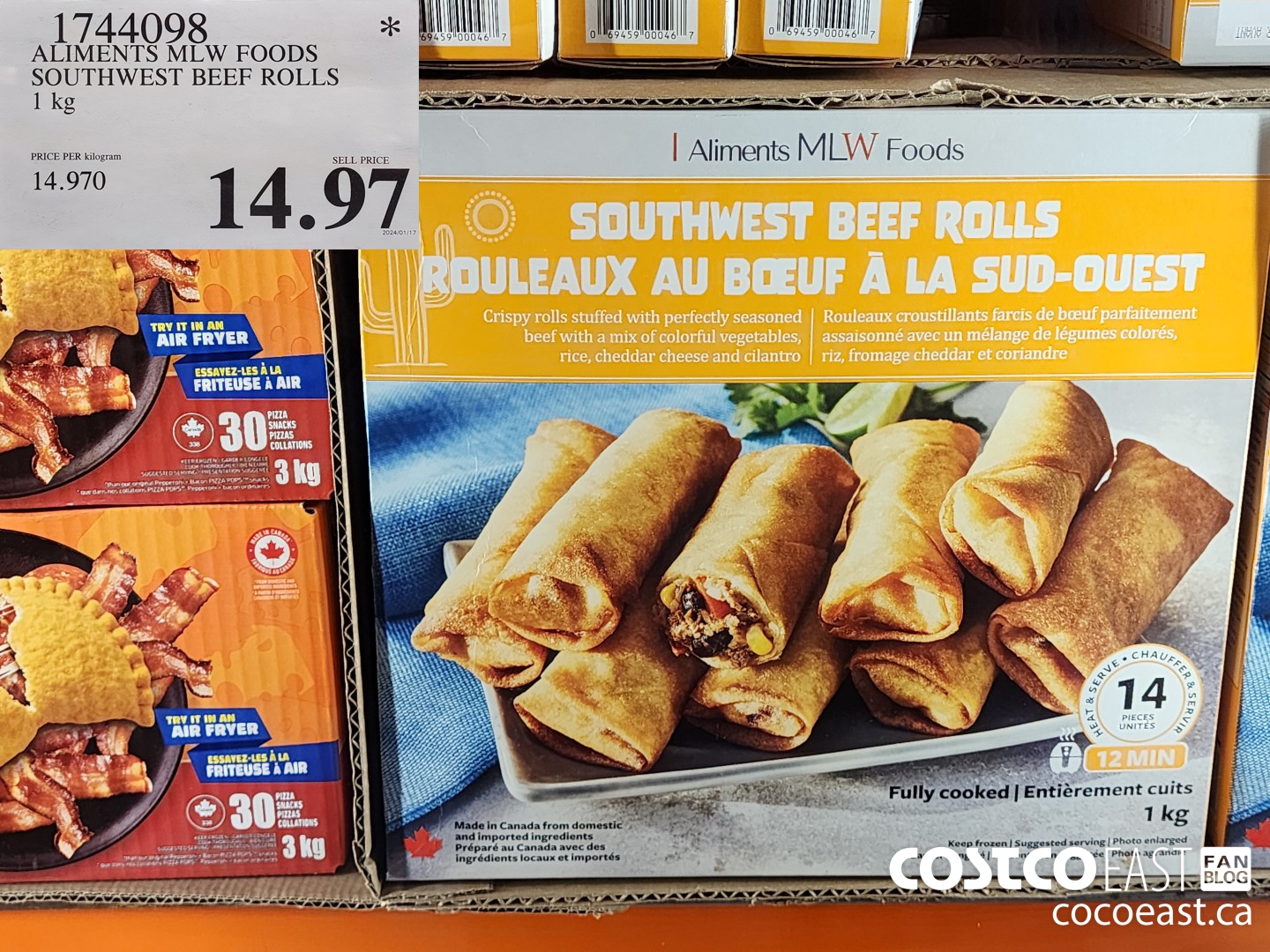 1744098 ALIMENTS MLW FOODS SOUTHWEST BEEF ROLLS 1 KG $14.97
