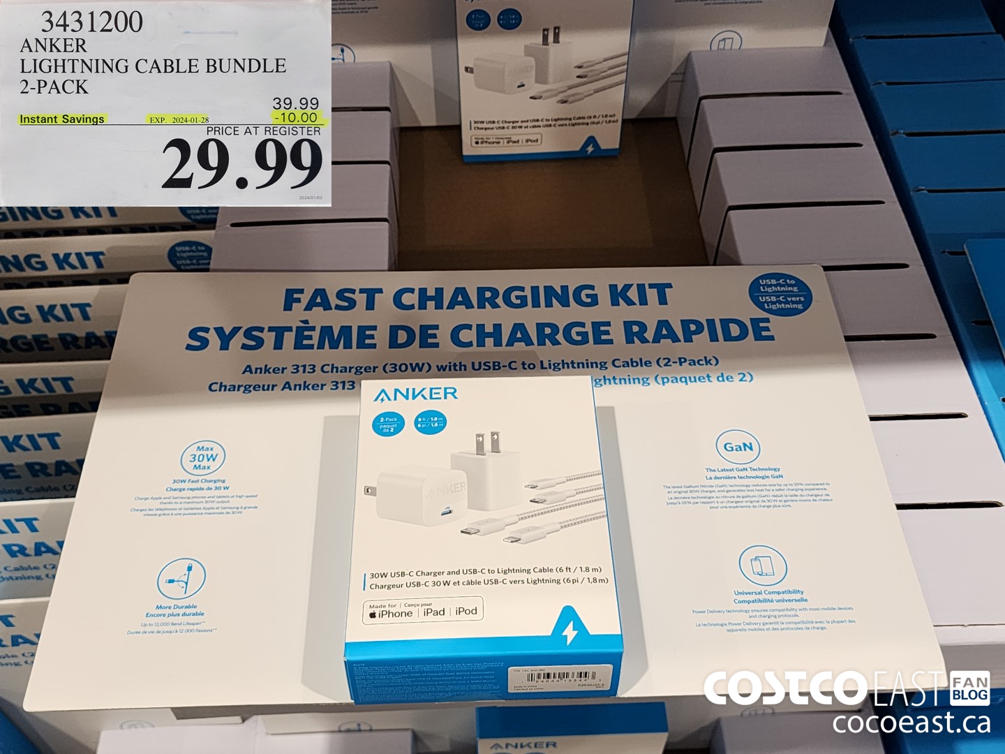 3431200 ANKER LIGHTNING CABLE BUNDLE 2-PACK ($10.00 INSTANT SAVINGS EXPIRES ON 2024-01-28) $29.99