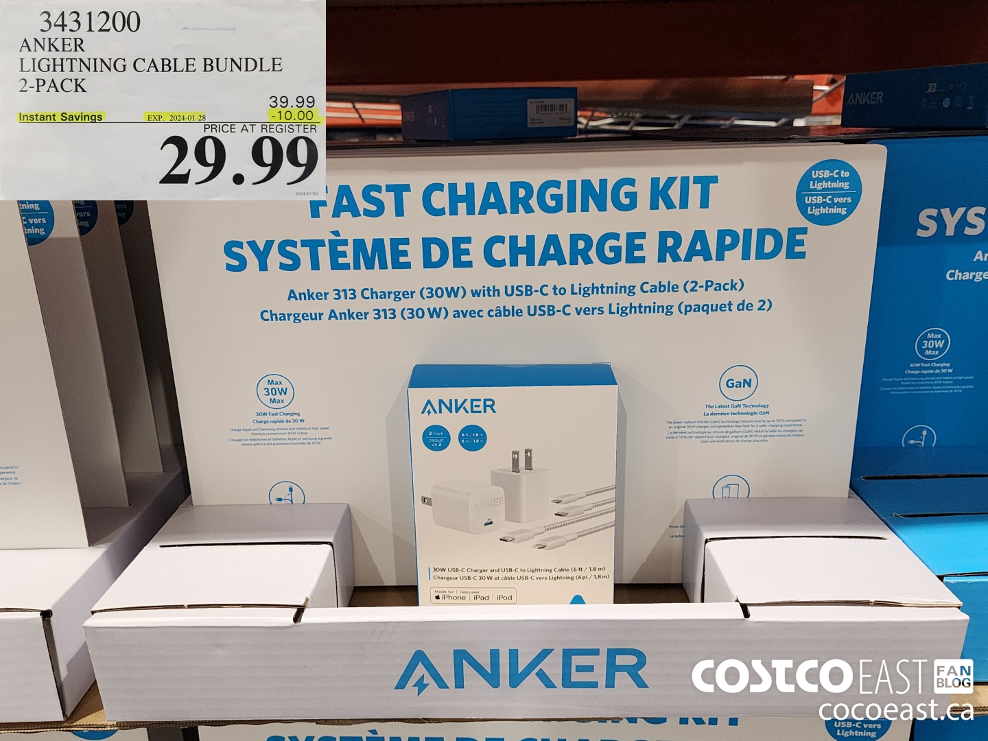 3431200 ANKER LIGHTNING CABLE BUNDLE 2-PACK ($10.00 INSTANT SAVINGS EXPIRES ON 2024-01-28) $29.99