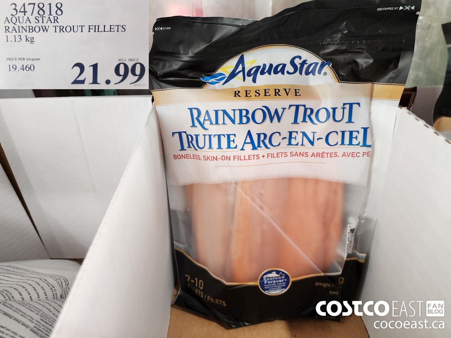 347818 AQUA STAR RAINBOW TROUT FILLETS 1.13 KG $21.99