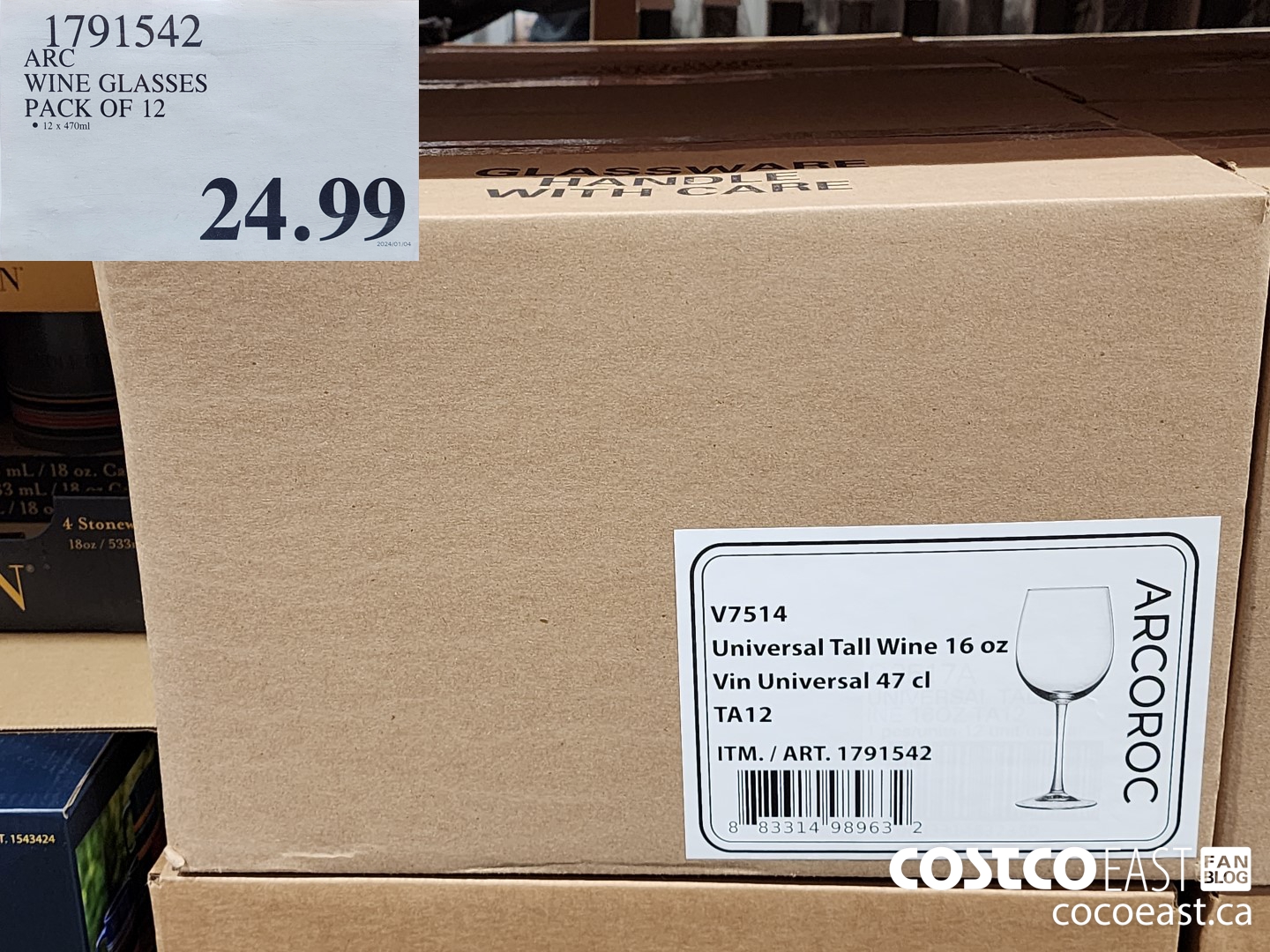 1791542 ARC WINE GLASSES PACK OF 12 $24.99