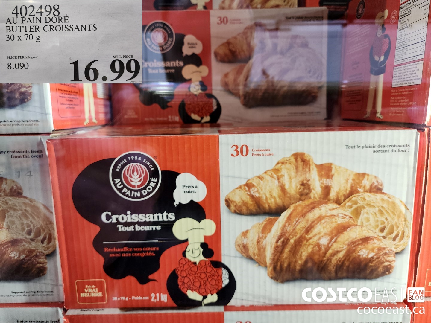 402498 AU PAIN DORE BUTTER CROISSANTS 30 X 70 G $16.99