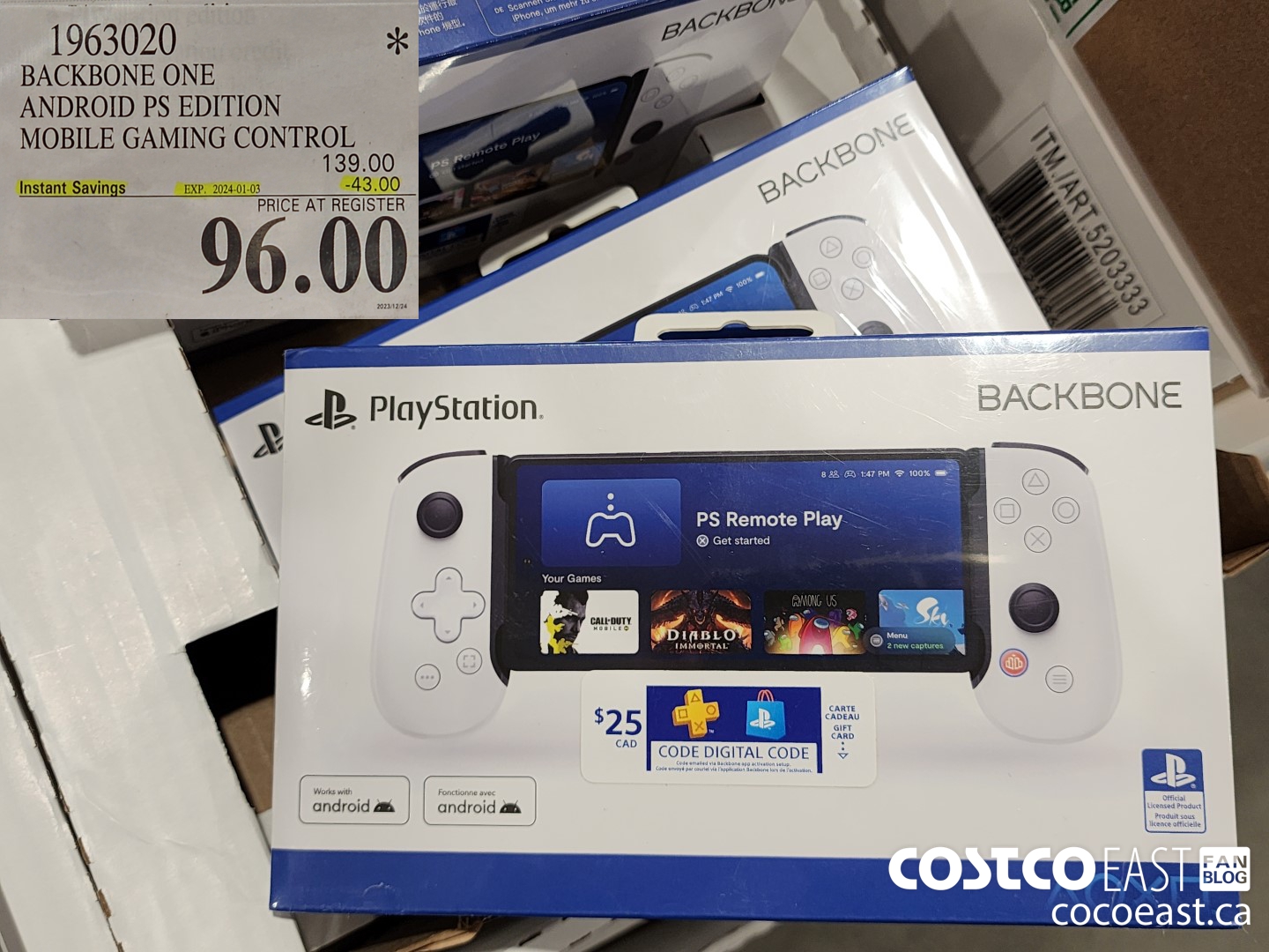 1963020 BACKBONE ONE ANDROID PS EDITION MOBILE GAMING CONTROL ($43.00 INSTANT SAVINGS EXPIRES ON 2024-01-03) $96.00