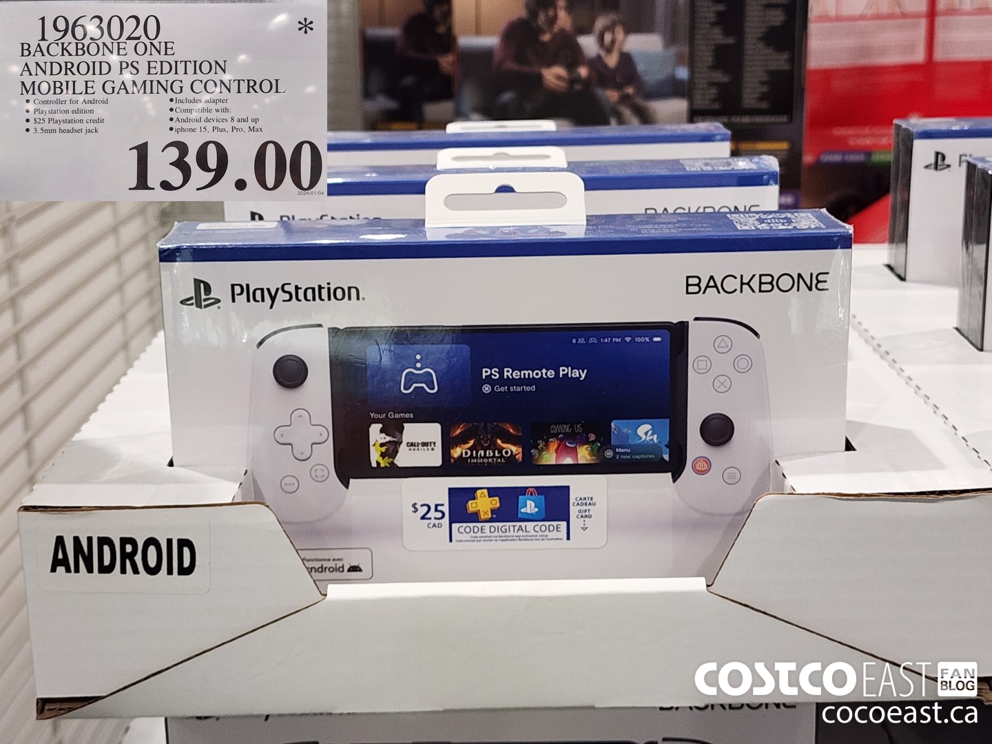 1963020 BACKBONE ONE ANDROID PS EDITION MOBILE GAMING CONTROL $139.00