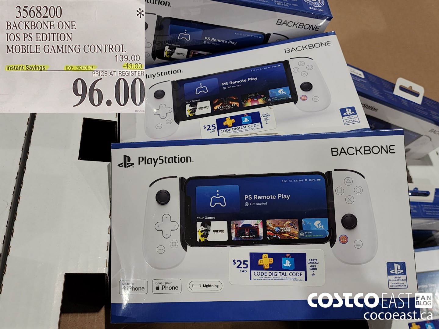 3568200 BACKBONE ONE IOS PS EDITION MOBILE GAMING CONTROL ($43.00 INSTANT SAVINGS EXPIRES ON 2024-01-03) $96.00