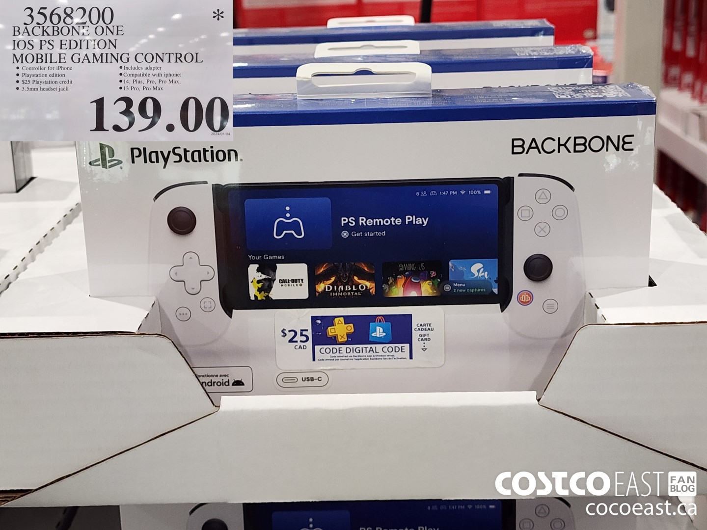 3568200 BACKBONE ONE IOS PS EDITION MOBILE GAMING CONTROL $139.00