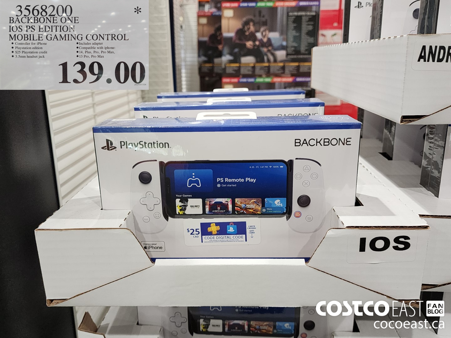 3568200 BACKBONE ONE IOS PS EDITION MOBILE GAMING CONTROL $139.00