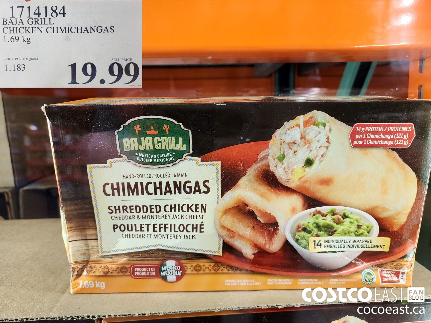 1714184 BAJA GRILL CHICKEN CHMICHANGAS 1.69 kg $19.99
