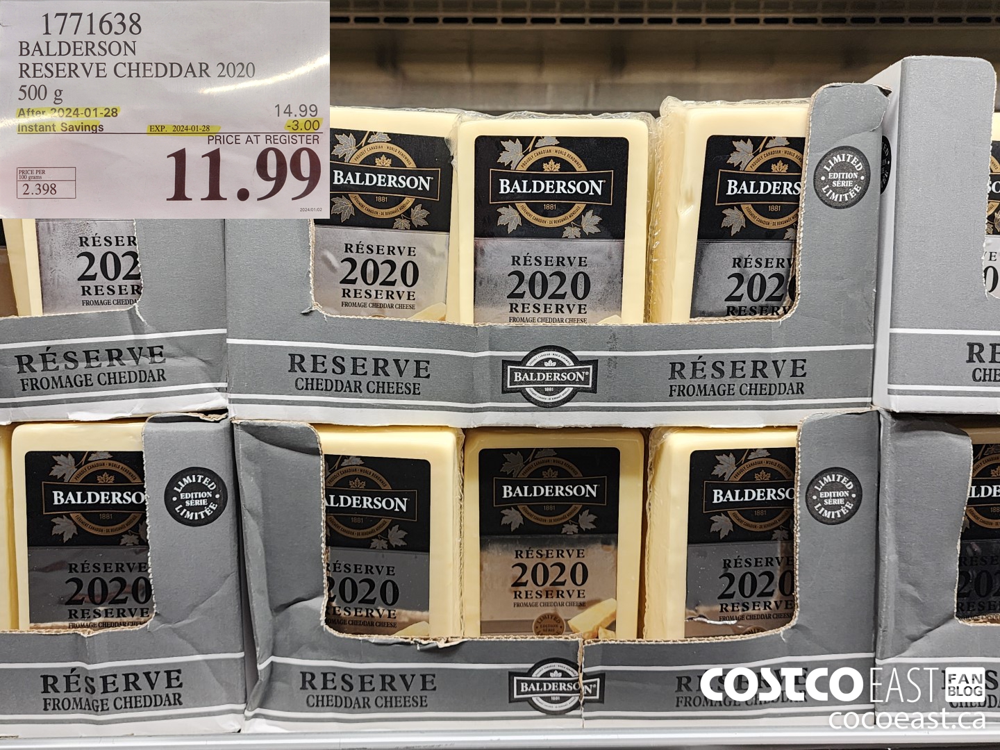 1771638 BALDERSON RESERVE CHEDDAR 2020 500 G ($3.00 INSTANT SAVINGS EXPIRES ON 2024-01-28) $11.99