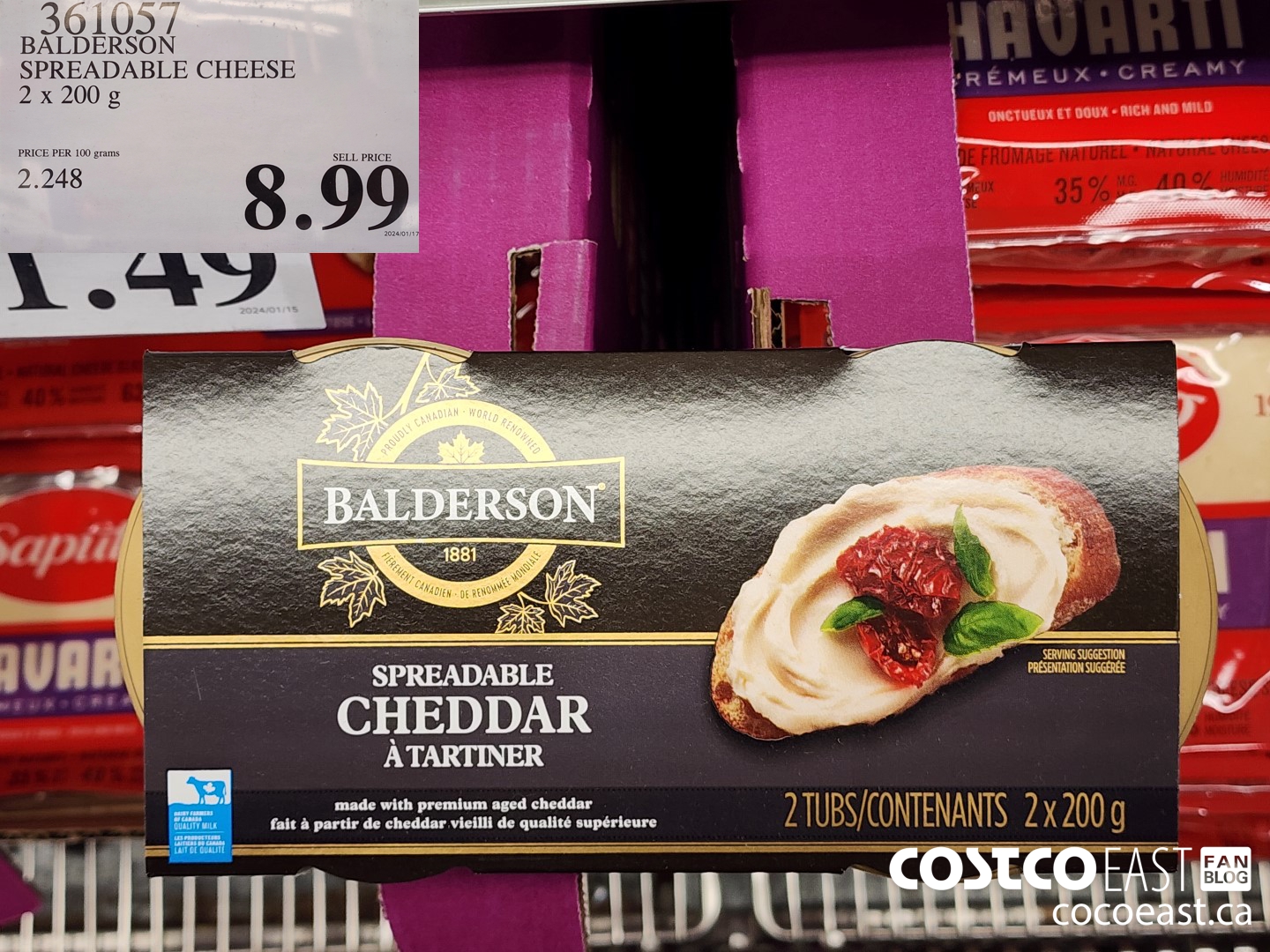 361057 BALDERSON SPREADABLE CHEESE 2 X 200 G $8.99