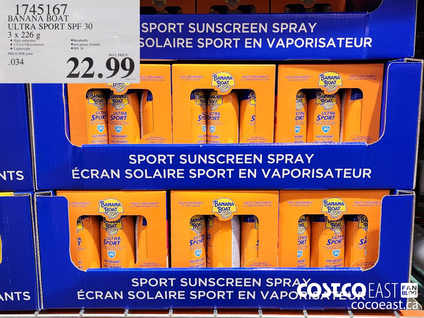 1745167 BANANA BOAT ULTRA SPORT SPF 30 3 X 226 G $22.99