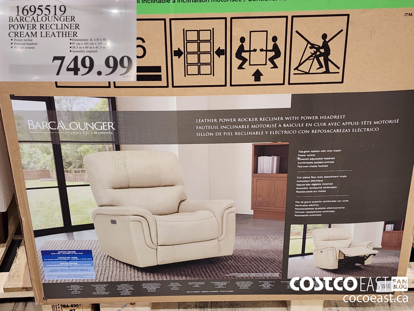 1695519 BARCALOUNGER POWER RECLINER CREAM LEATHER $749.99