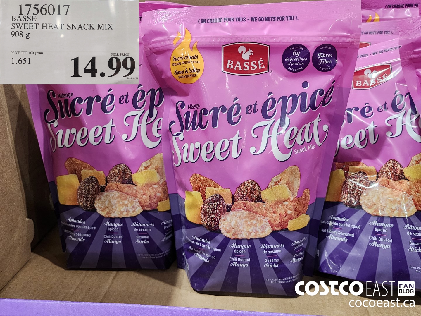 1756017 BASSE SWEET HEAT SNACK MIX 908 g $14.99