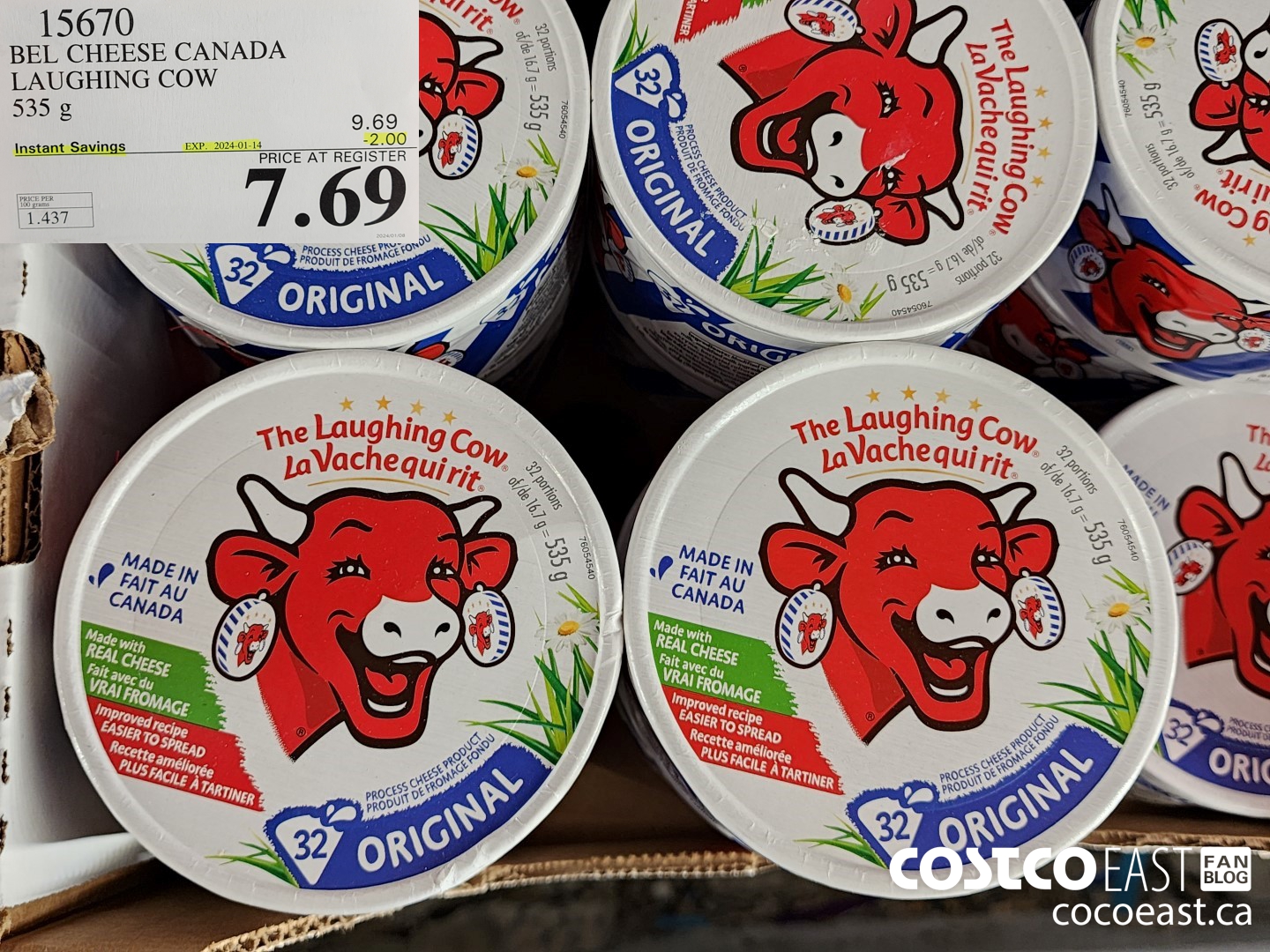15670 BEL CHEESE CANADA LAUGHING COW 535 G ($2.00 INSTANT SAVINGS EXPIRES ON 2024-01-14) $7.69