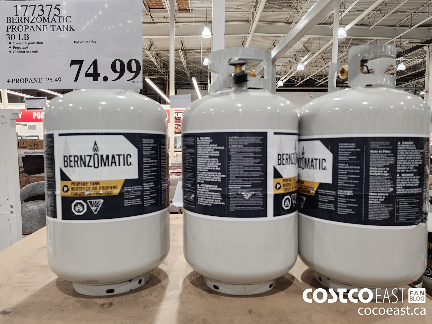 177375 BERNZOMATIC PROPANE TANK 30 LB $74.99