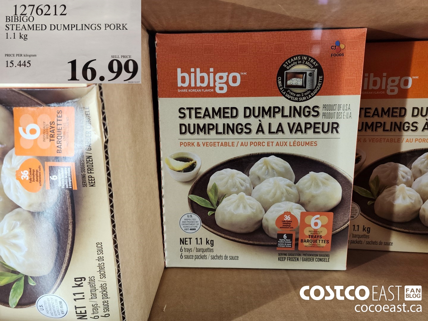 1276212 BIBIGO STEAMED DUMPLINGS PORK 1.1 KG $16.99