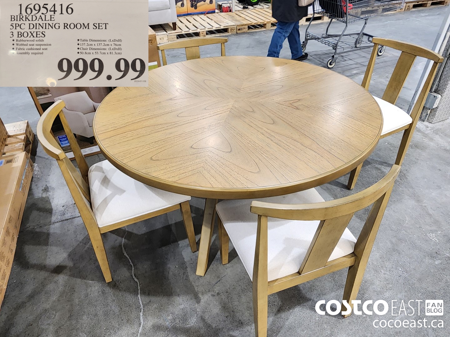 1695416 BIRKDALE 5PC DINING ROOM SET 3 BOXES $999.99