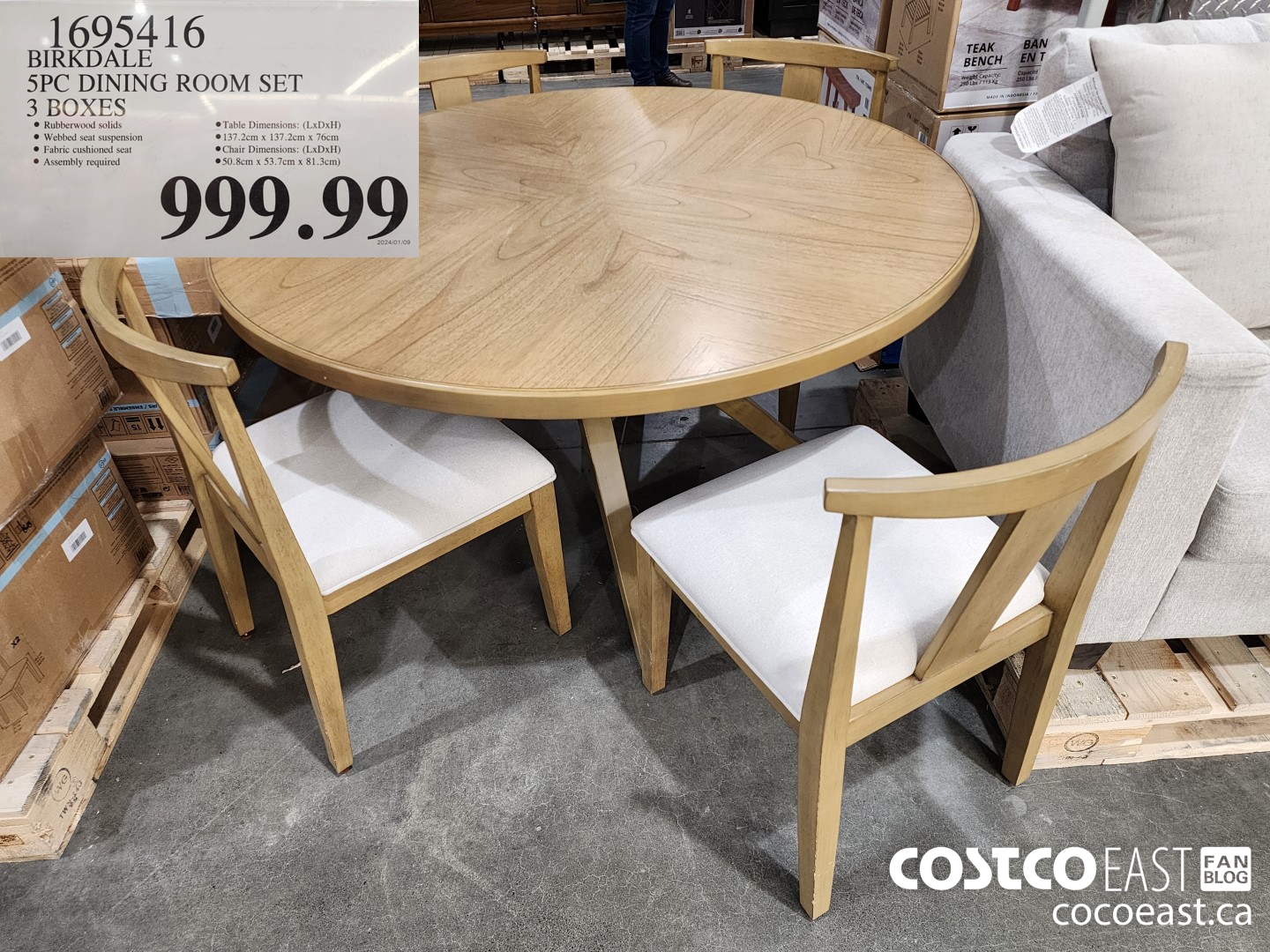 1695416 BIRKDALE 5PC DINING ROOM SET 3 BOXES $999.99