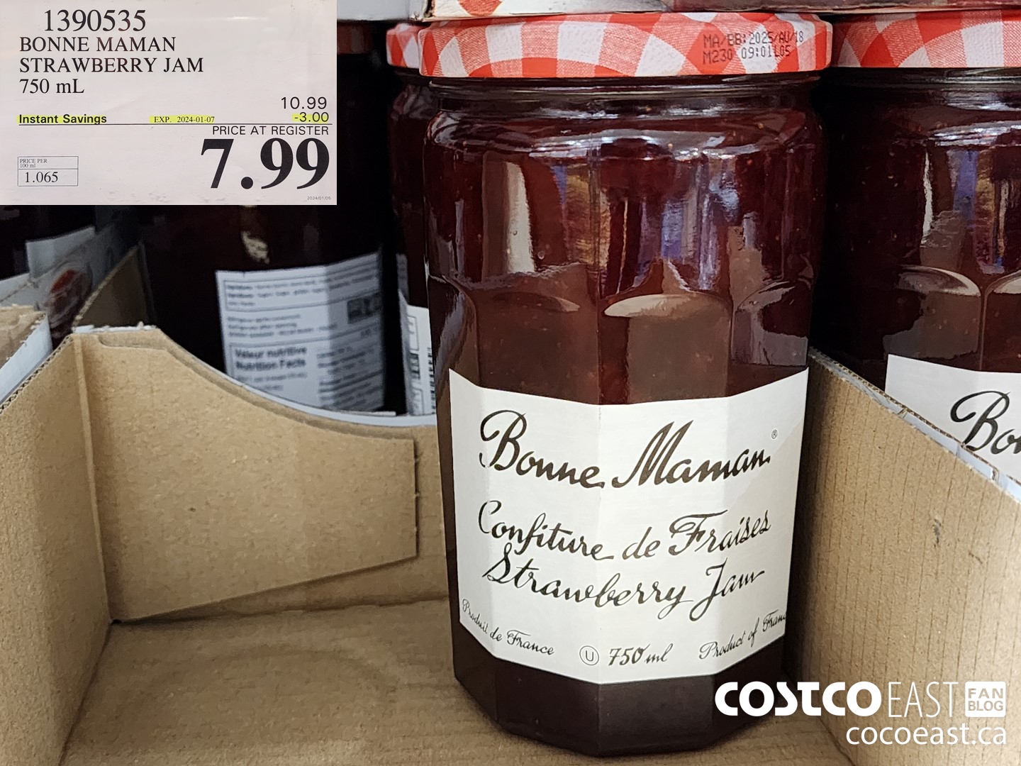 1390535 BONNE MAMAN STRAWBERRY JAM 750 mL ($3.00 INSTANT SAVINGS EXPIRES ON 2024-01-07) $7.99