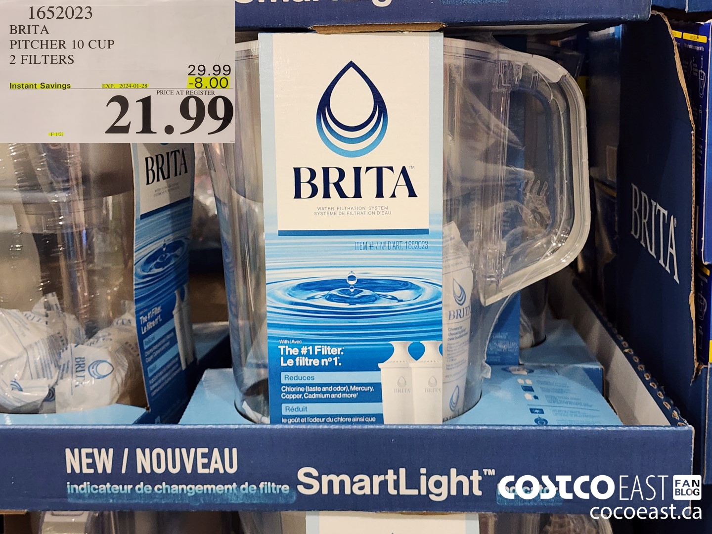 1652023 BRITA PITCHER 10 CUP 2 FILTERS ($8.00 INSTANT SAVINGS EXPIRES ON 2024-01-28) $21.99