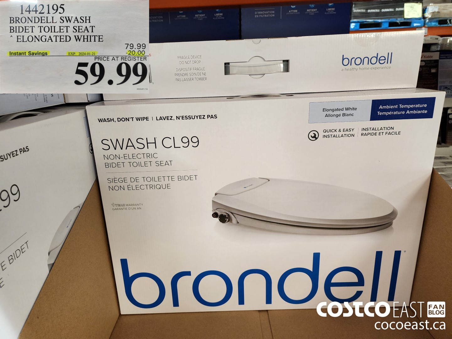 1442195 BRONDELL SWASH BIDET TOILET SEAT ELONGATED WHITE ($20.00 INSTANT SAVINGS EXPIRES ON 2024-01-21) $59.99