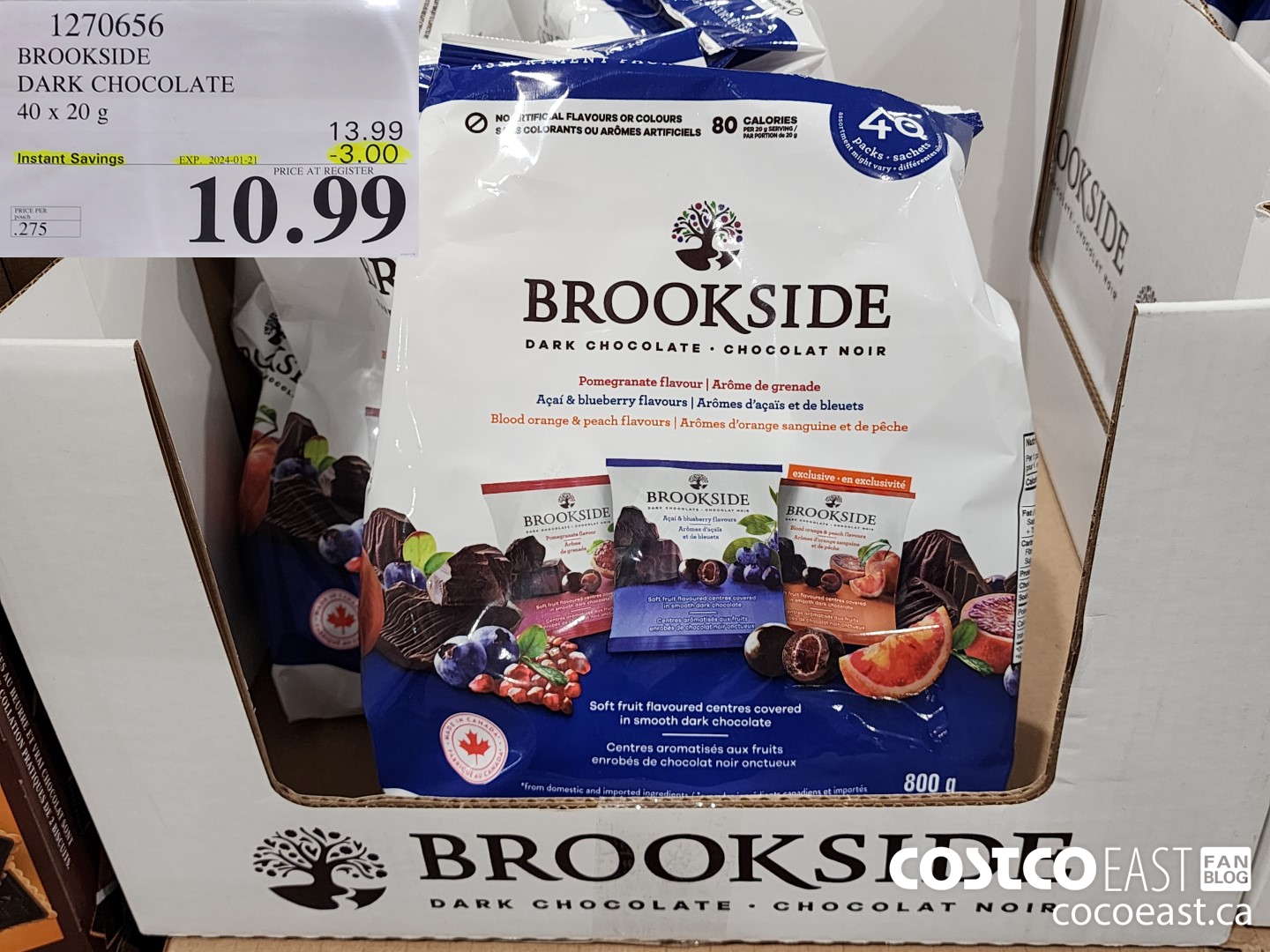 1270656 BROOKSIDE DARK CHOCOLATE 40 x 20 g ($3.00 INSTANT SAVINGS EXPIRES ON 2024-01-21) $13.99